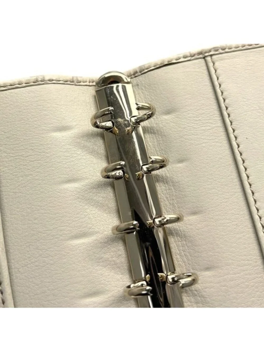 Gucci Notebook Cover Beige White Guccissima Line 6 Holes System Leather Agenda